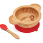 Red Rover Monkey Design Suction Bowl & Spoon - Bamboo & Silicone - (16 Sets)