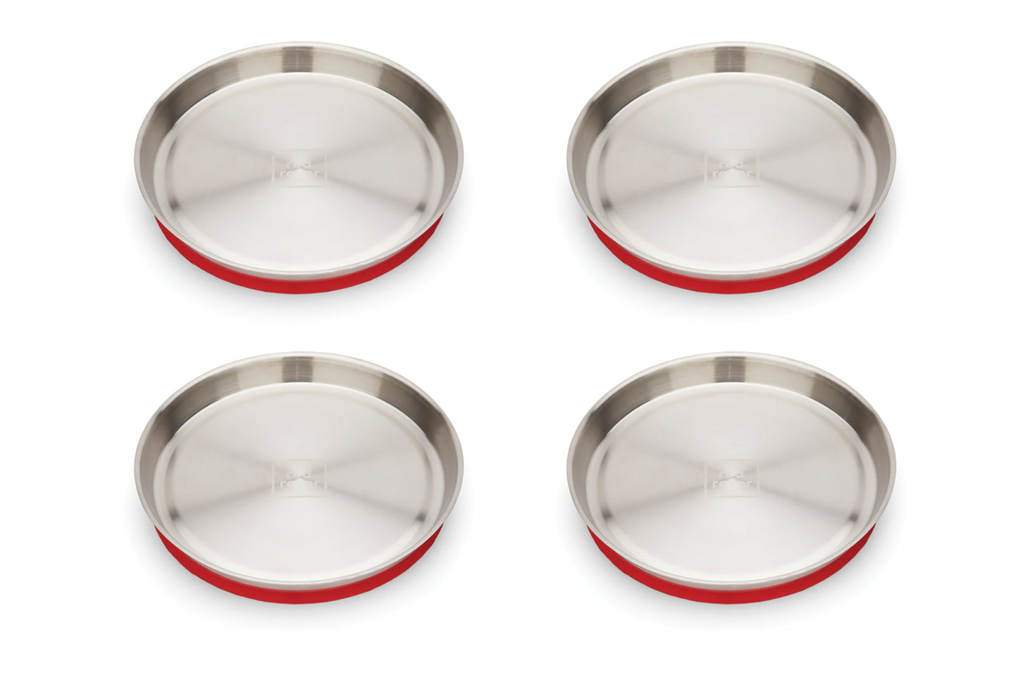 Red Rover Stainless Steel Kids Plate Red Suction - Set of 4 - (10 Sets)