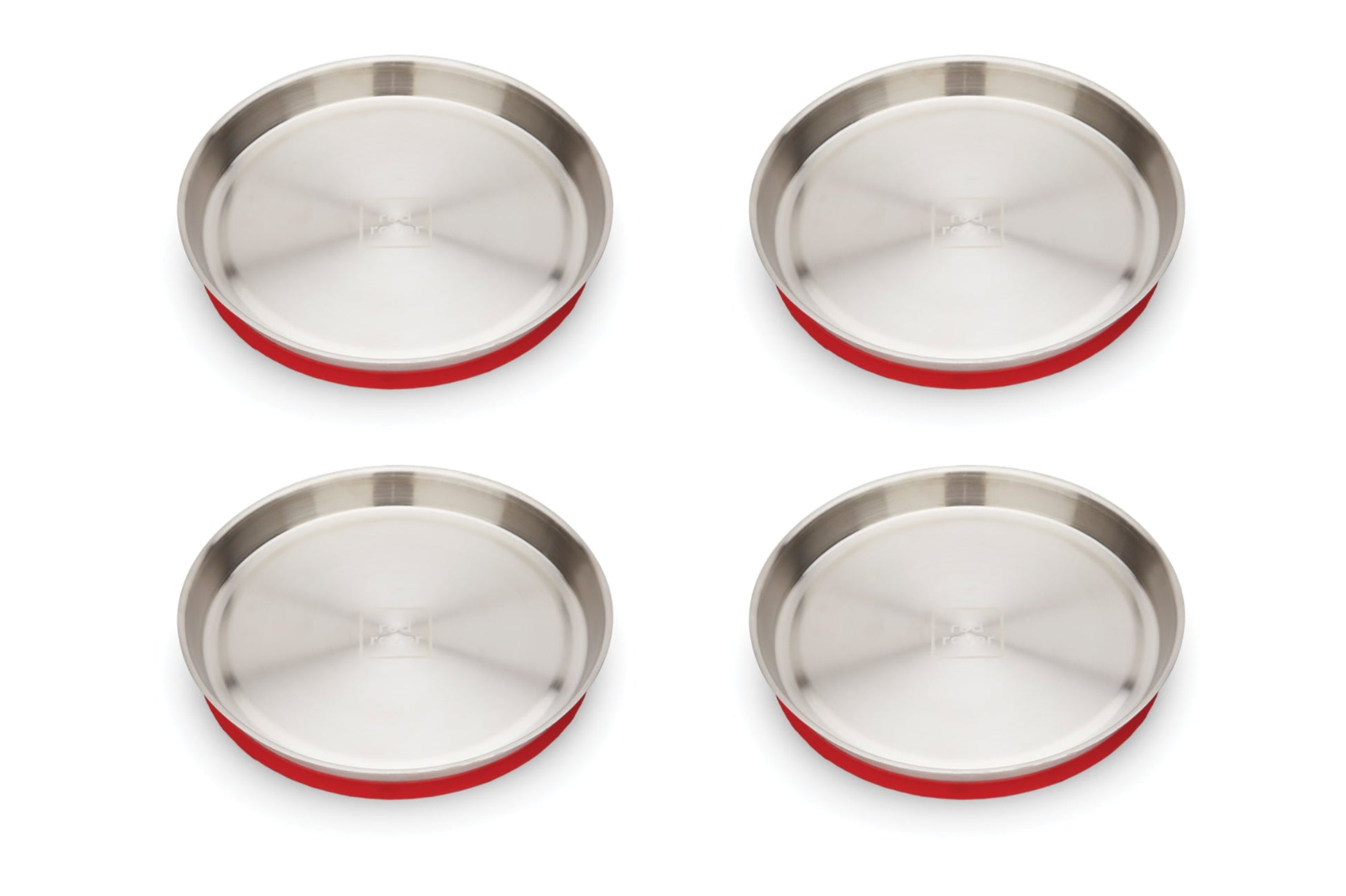 Red Rover Stainless Steel Kids Plate Red Suction - Set of 4 - (10 Sets)