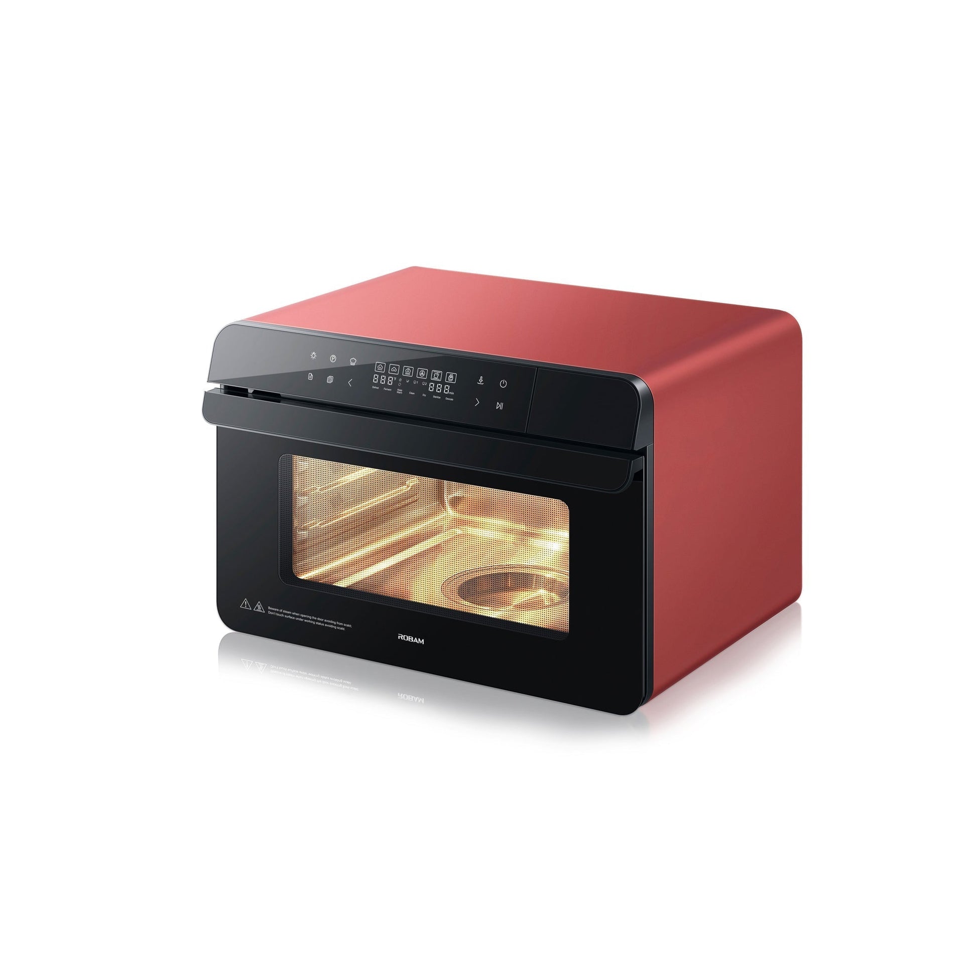 12L Mini Oven, Home Baking Small Oven Timer Double Glass Door Top and  Bottom Heat Convection Countertop Toaster Oven Useful (Red)