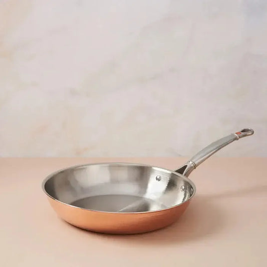 Ruffoni Symphoria Cupra 10" 3-Quart Hammered Copper Frying Pan With Riveted Stainless Steel Handle Inlaid With Signature Copper Coin