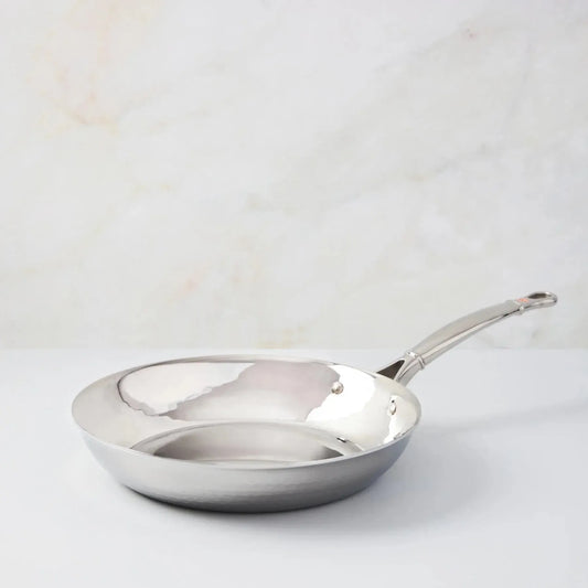 Ruffoni Symphoria Prima 10" 3-Quart Hammered Clad Stainless Steel Frying Pan With Riveted Stainless Steel Handle Inlaid With Signature Copper Coin