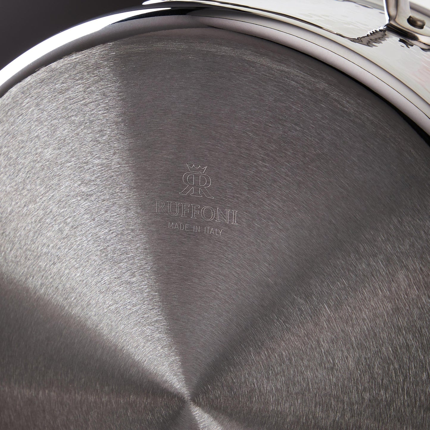 Ruffoni Symphoria Prima 10" 5-Quart Hammered Clad Stainless Steel Braiser With Riveted Stainless Steel Lid and Handle Inlaid With Signature Copper Coin