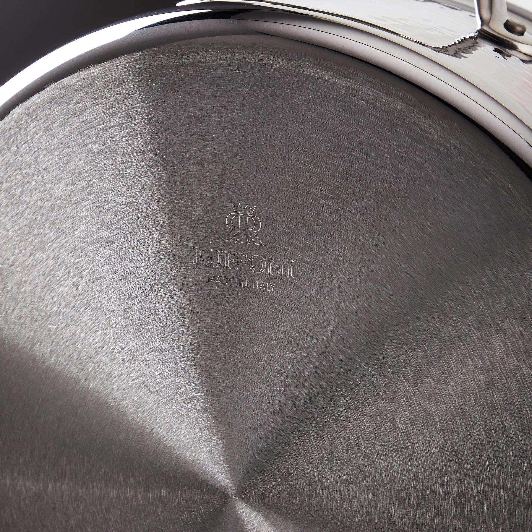 Ruffoni Symphoria Prima 10" 5-Quart Hammered Clad Stainless Steel Braiser With Riveted Stainless Steel Lid and Handle Inlaid With Signature Copper Coin
