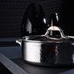 Ruffoni Symphoria Prima 10" 5-Quart Hammered Clad Stainless Steel Braiser With Riveted Stainless Steel Lid and Handle Inlaid With Signature Copper Coin