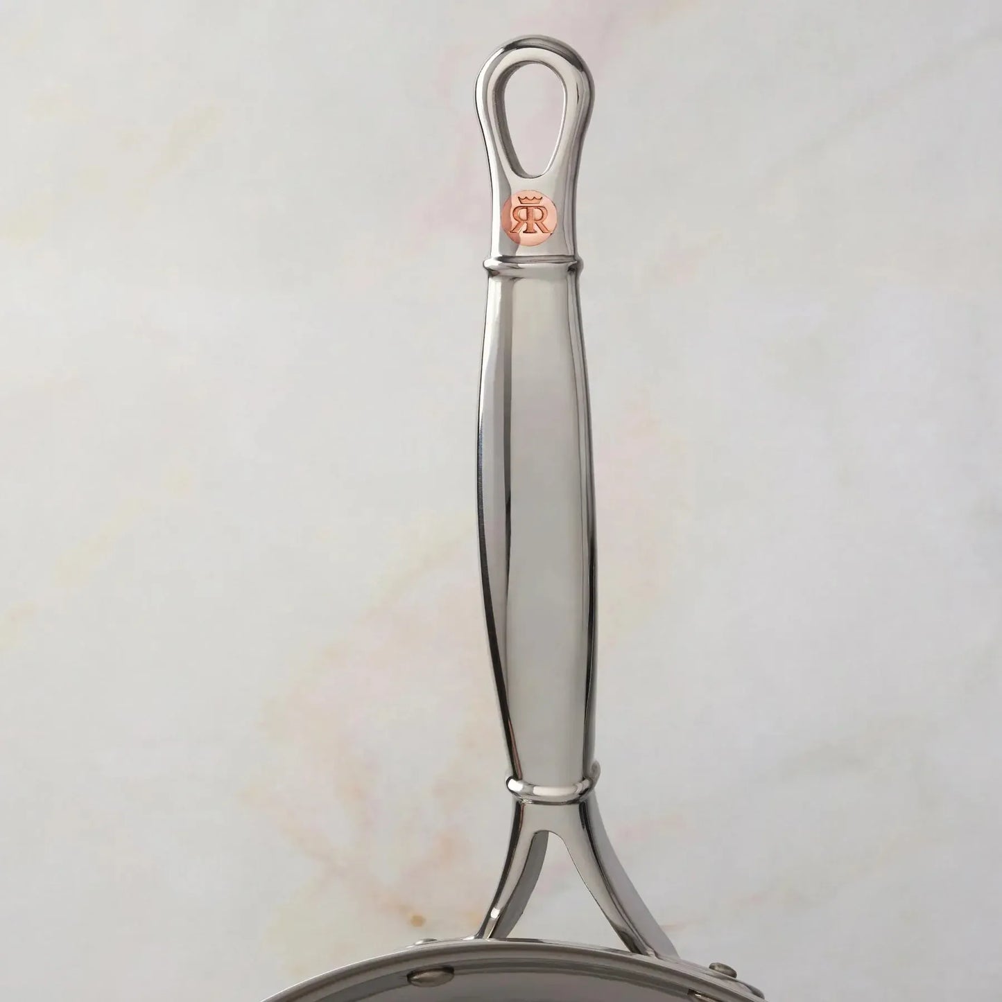 Ruffoni Symphoria Prima 10" 5-Quart Hammered Clad Stainless Steel Saute Pan With Riveted Stainless Steel Lid and Handle Inlaid With Signature Copper Coin