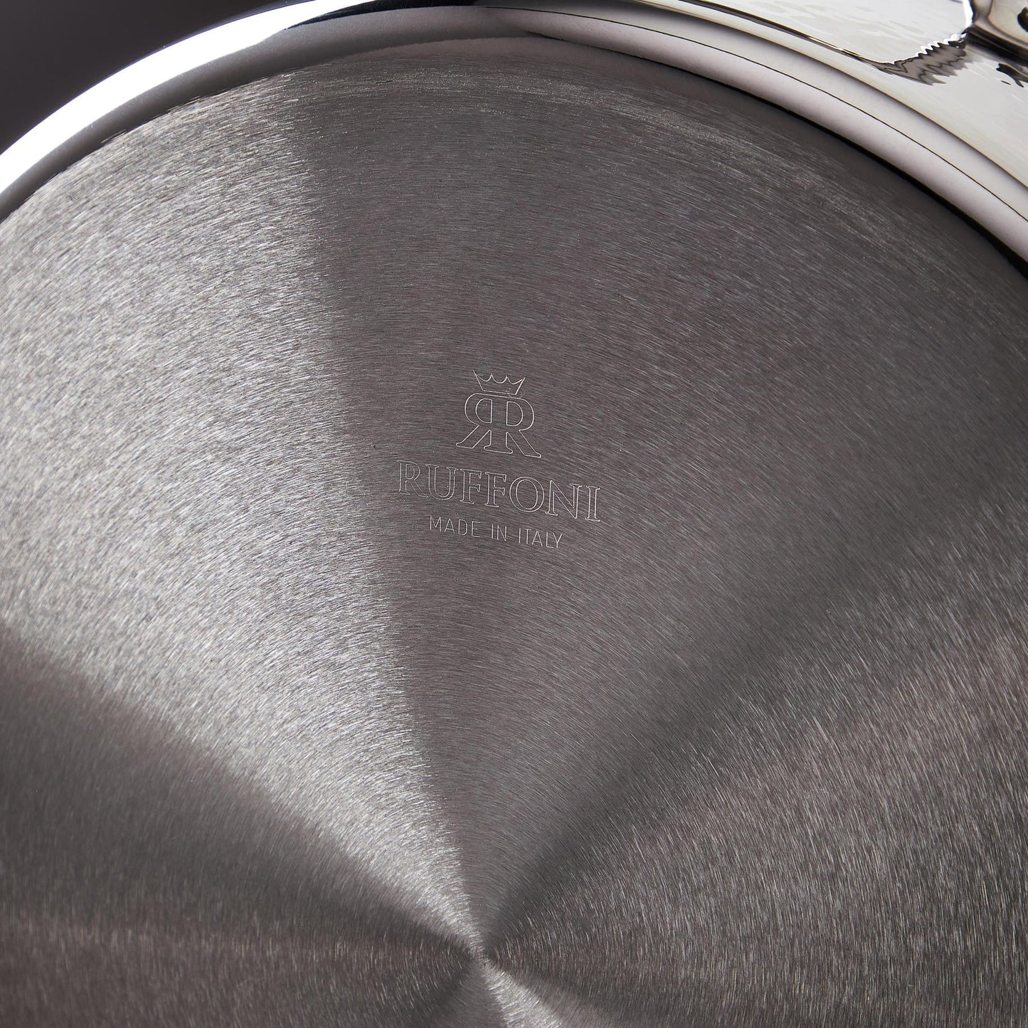 Ruffoni Symphoria Prima 10" 5-Quart Hammered Clad Stainless Steel Saute Pan With Riveted Stainless Steel Lid and Handle Inlaid With Signature Copper Coin