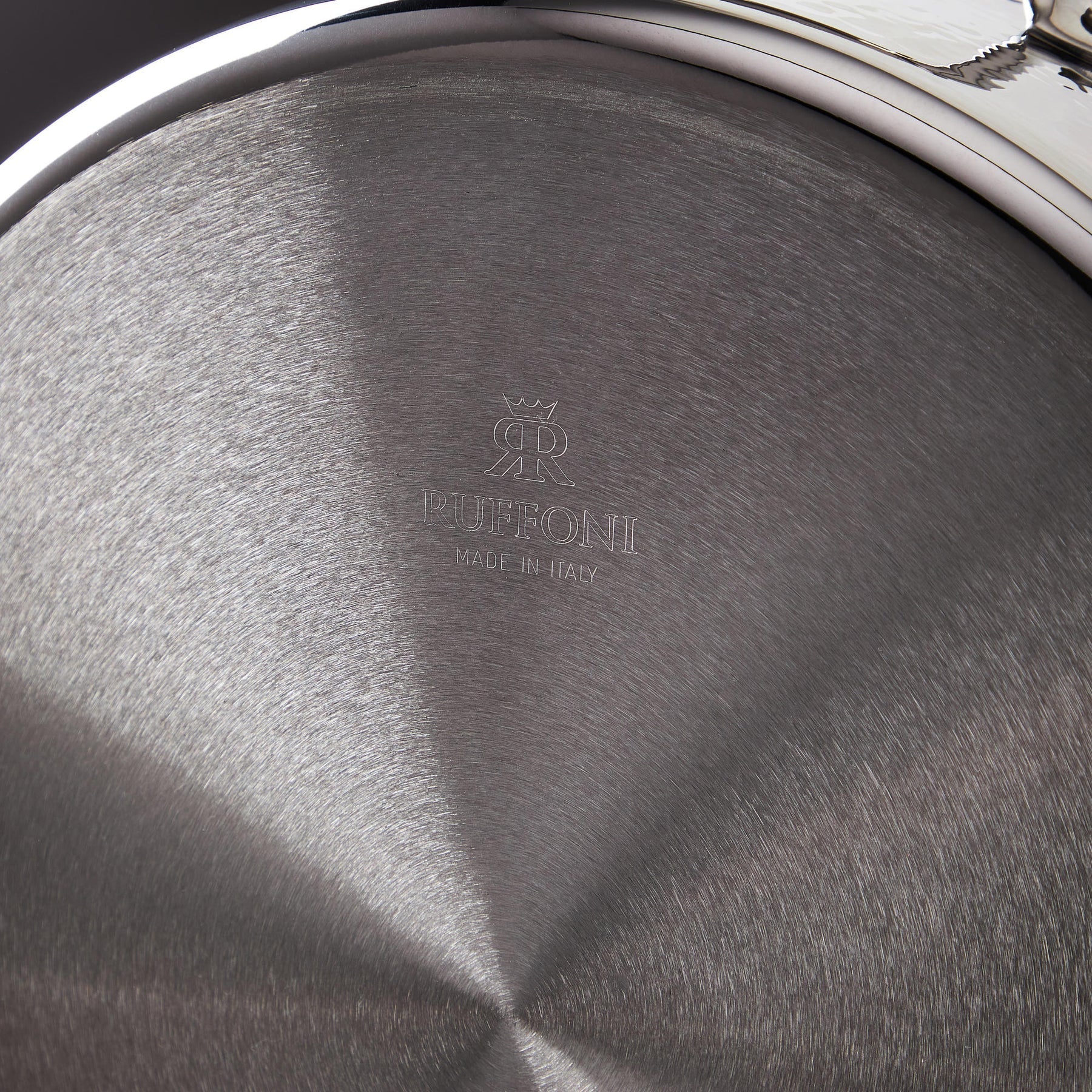 Ruffoni Symphoria Prima 10" 5-Quart Hammered Clad Stainless Steel Saute Pan With Riveted Stainless Steel Lid and Handle Inlaid With Signature Copper Coin