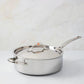 Ruffoni Symphoria Prima 10" 5-Quart Hammered Clad Stainless Steel Saute Pan With Riveted Stainless Steel Lid and Handle Inlaid With Signature Copper Coin