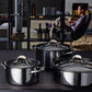 Ruffoni Symphoria Prima 7-Piece Hammered Clad Stainless Steel Cookware Set With Riveted Stainless Steel Lid and Handle Inlaid With Signature Copper Coin