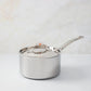 Ruffoni Symphoria Prima 8" 4-Quart Hammered Clad Stainless Steel Saucepan With Riveted Stainless Steel Lid and Handle Inlaid With Signature Copper Coin