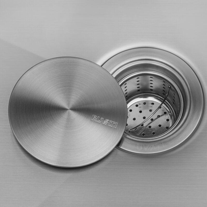 Ruvati 5" Brushed Stainless Steel Drain Cover for Kitchen Sink and Garbage Disposal