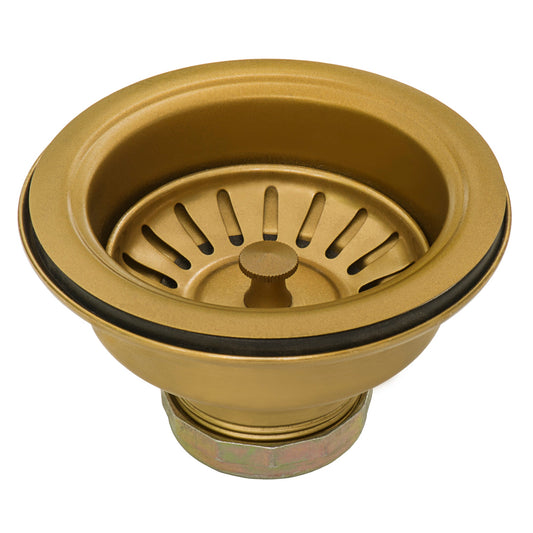 Ruvati 5" Matte Gold Stainless Steel Kitchen Sink Strainer Drain Assembly