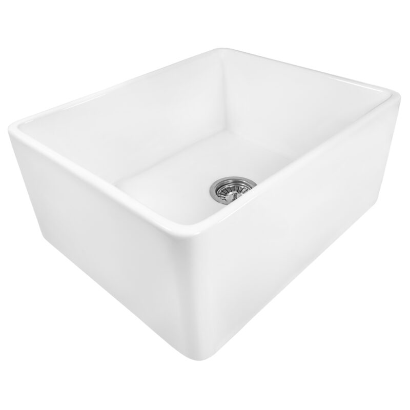 Ruvati Fiamma 23" x 18" White Single Bowl Fireclay Farmhouse Laundry Utility Kitchen Sink