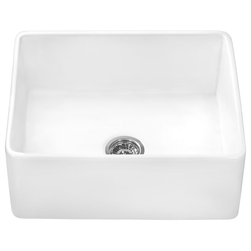 Ruvati Fiamma 23" x 18" White Single Bowl Fireclay Farmhouse Laundry Utility Kitchen Sink