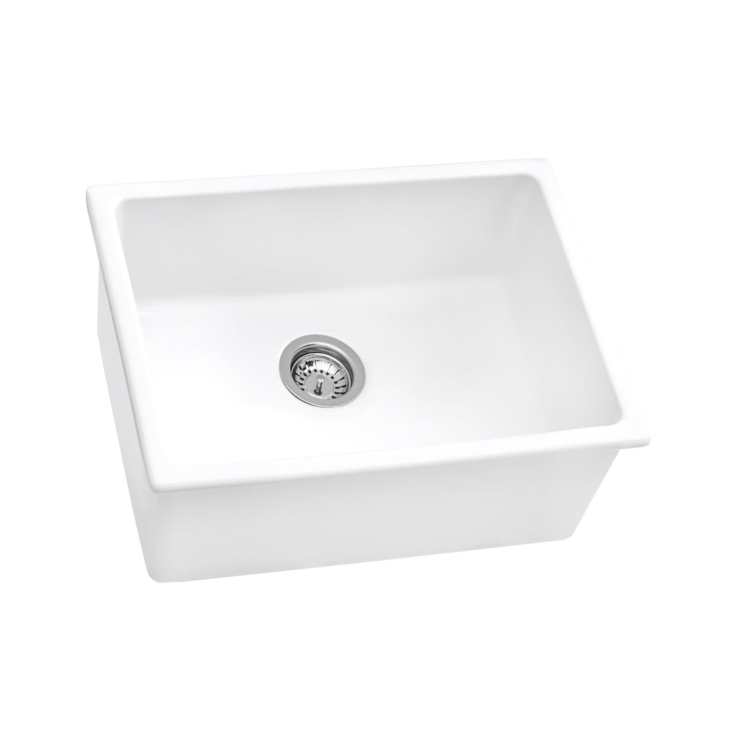 Ruvati Fiamma 24" x 18" White Single Bowl Fireclay Dual Mount Kitchen Sink