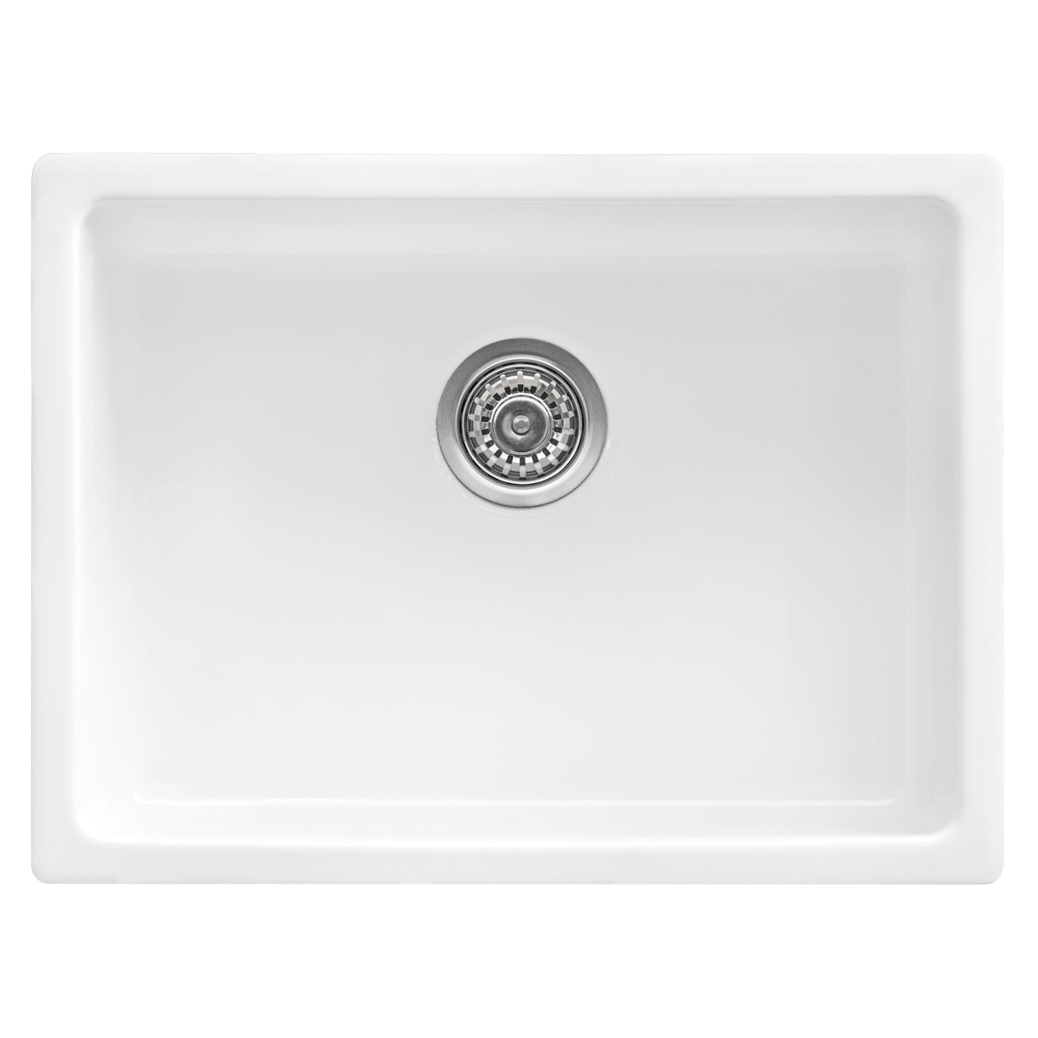 Ruvati Fiamma 24" x 18" White Single Bowl Fireclay Dual Mount Kitchen Sink