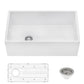 Ruvati Fiamma 30" White Offset Left-Drain Fireclay Farmhouse Kitchen Sink Single Bowl