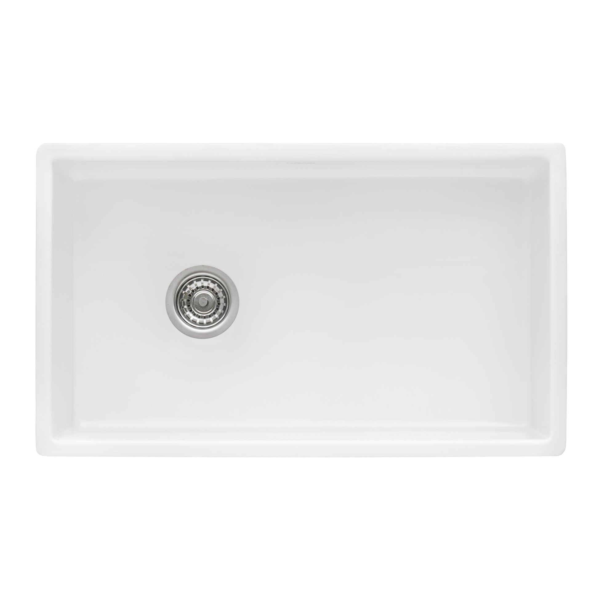 Ruvati Fiamma 30" White Offset Left-Drain Fireclay Farmhouse Kitchen Sink Single Bowl