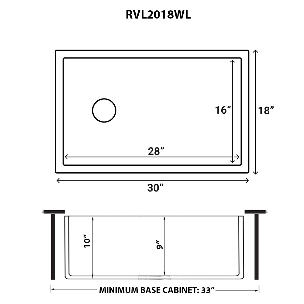 Ruvati Fiamma 30" White Offset Left-Drain Fireclay Farmhouse Kitchen Sink Single Bowl