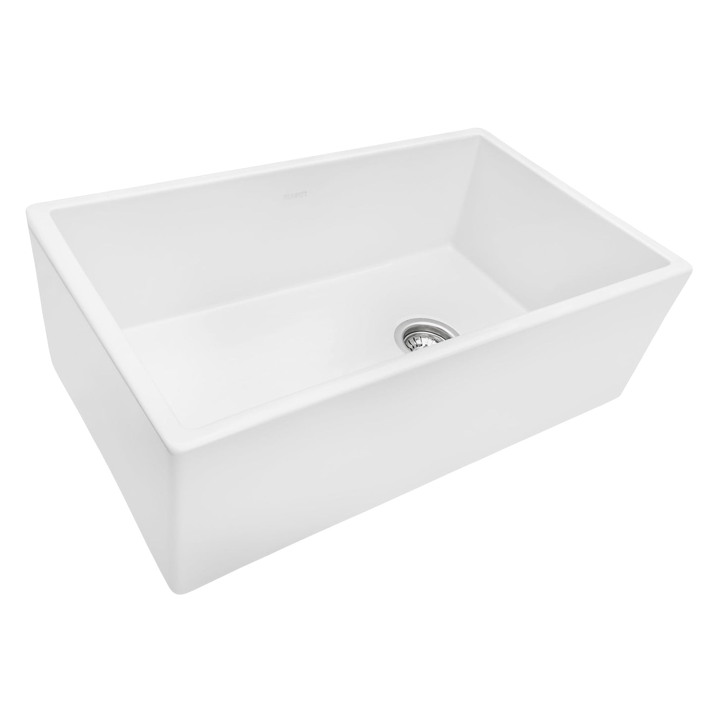 Ruvati Fiamma 30" White Offset Right-Drain Fireclay Farmhouse Kitchen Sink Single Bowl