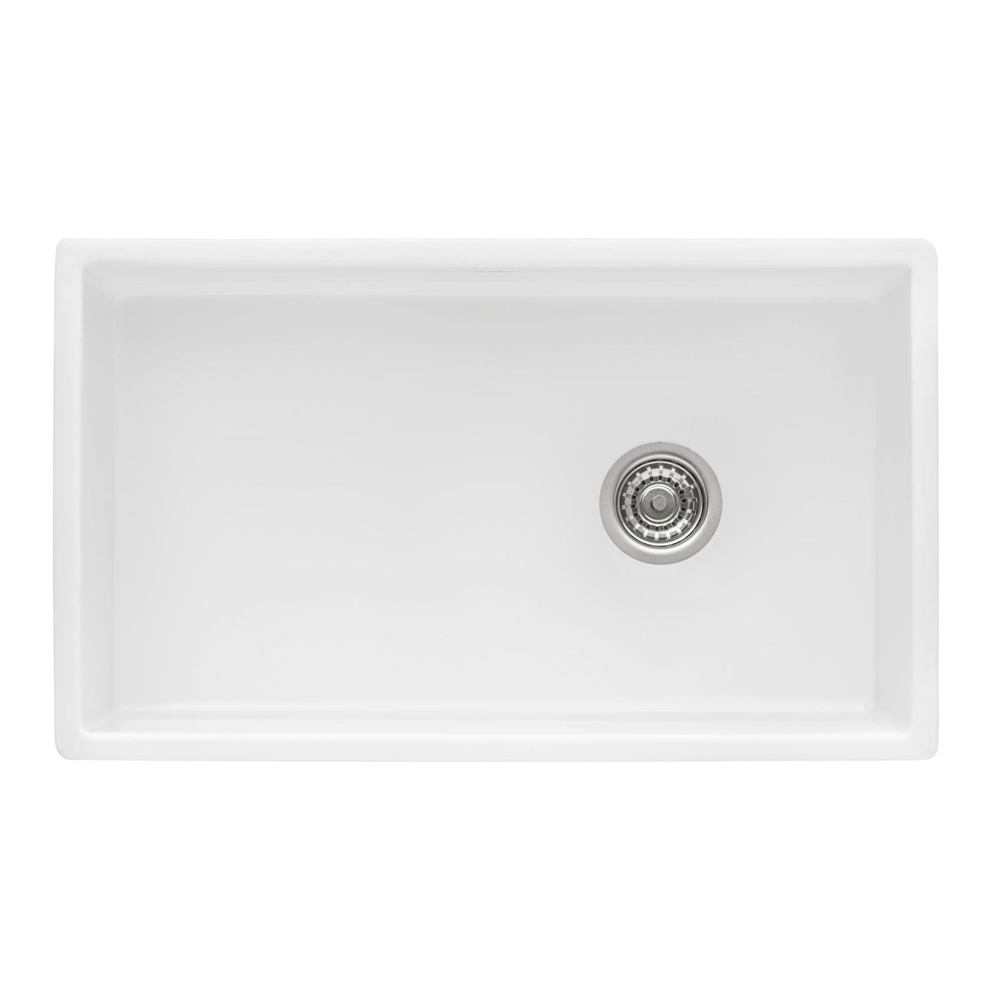 Ruvati Fiamma 30" White Offset Right-Drain Fireclay Farmhouse Kitchen Sink Single Bowl