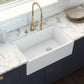 Ruvati Fiamma 30" White Offset Right-Drain Fireclay Farmhouse Kitchen Sink Single Bowl