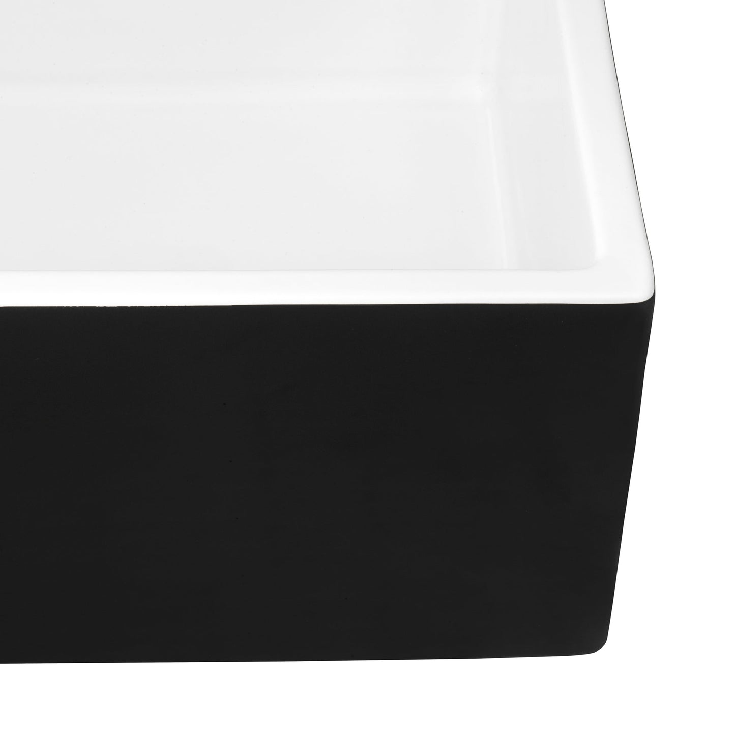 Ruvati Fiamma 30" x 18" Black and White Single Bowl Fireclay Farmhouse Apron-Front Kitchen Sink