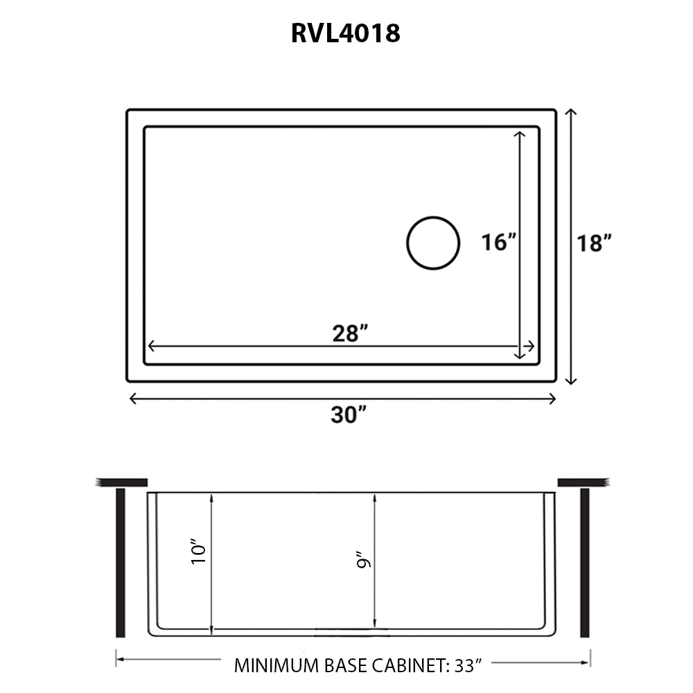 Ruvati Fiamma 30" x 18" Black and White Single Bowl Fireclay Farmhouse Apron-Front Kitchen Sink