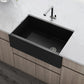 Ruvati Fiamma 30" x 18" Matte Black Single Bowl Fireclay Modern Farmhouse Apron-Front Kitchen Sink