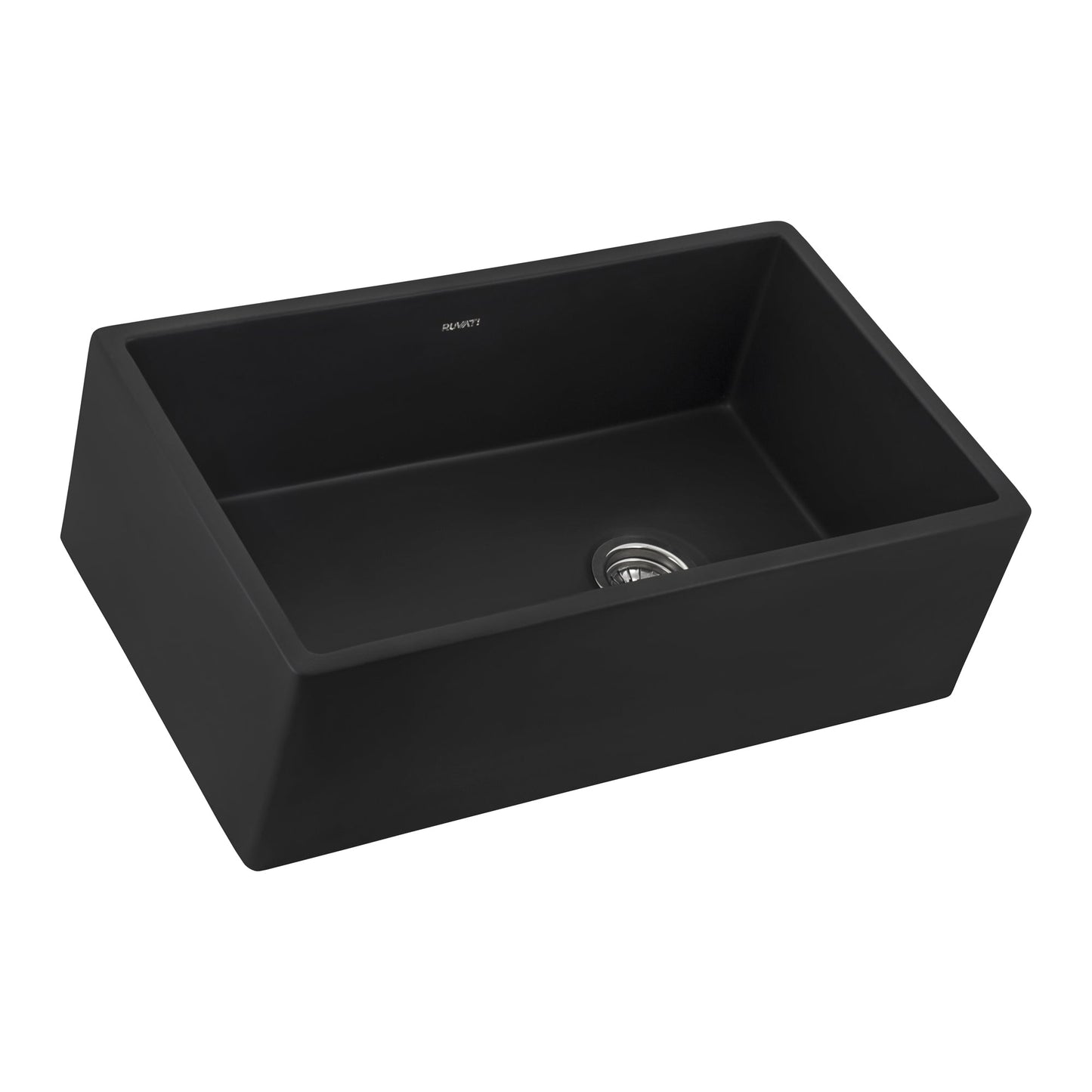 Ruvati Fiamma 30" x 18" Matte Black Single Bowl Fireclay Modern Farmhouse Apron-Front Kitchen Sink