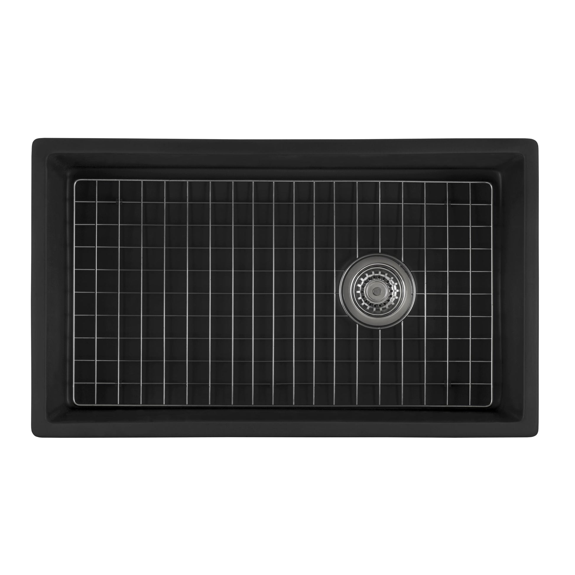 Ruvati Fiamma 30" x 18" Matte Black Single Bowl Fireclay Modern Farmhouse Apron-Front Kitchen Sink