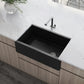 Ruvati Fiamma 30" x 18" Matte Black Single Bowl Fireclay Modern Farmhouse Apron-Front Kitchen Sink