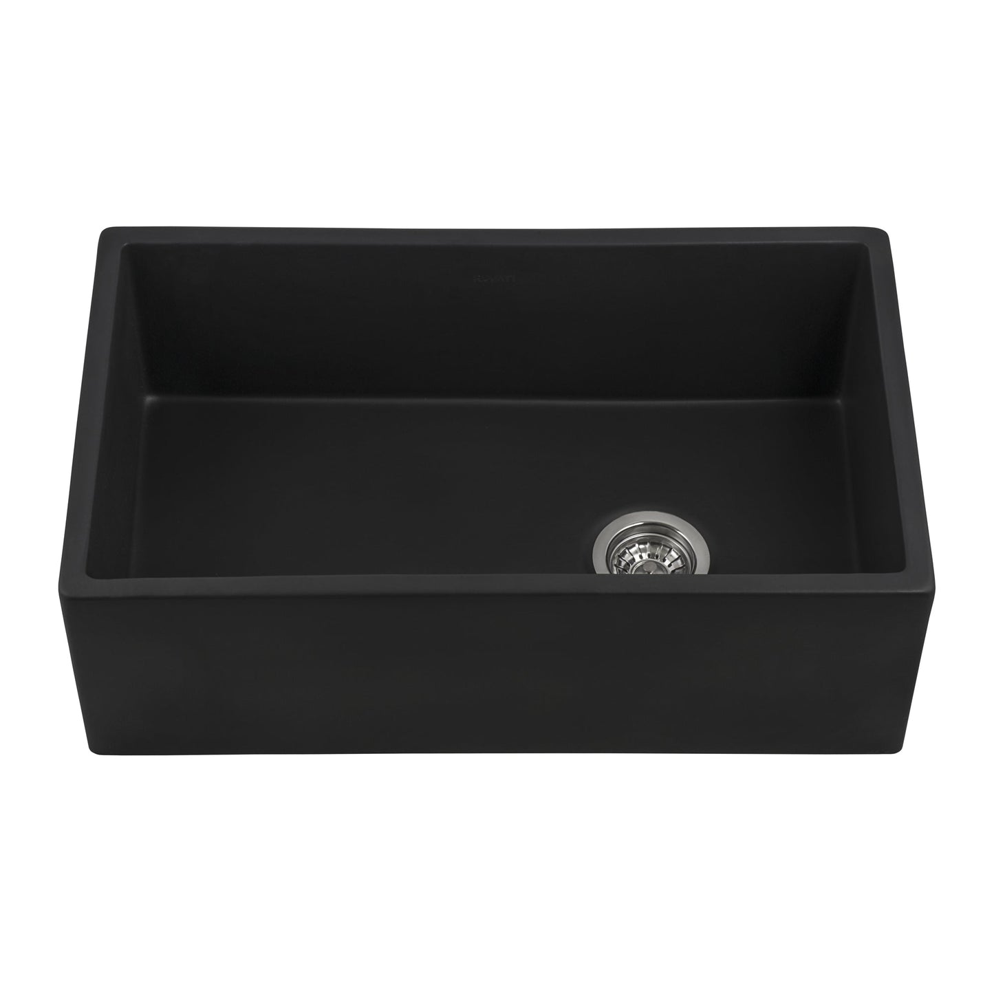 Ruvati Fiamma 30" x 18" Matte Black Single Bowl Fireclay Modern Farmhouse Apron-Front Kitchen Sink