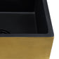 Ruvati Fiamma 30" x 18" Matte Black and Brushed Gold Single Bowl Fireclay Modern Farmhouse Apron-Front Kitchen Sink