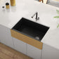 Ruvati Fiamma 30" x 18" Matte Black and Brushed Gold Single Bowl Fireclay Modern Farmhouse Apron-Front Kitchen Sink