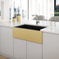 Ruvati Fiamma 30" x 18" Matte Black and Brushed Gold Single Bowl Fireclay Modern Farmhouse Apron-Front Kitchen Sink