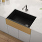 Ruvati Fiamma 30" x 18" Matte Black and Brushed Gold Single Bowl Fireclay Modern Farmhouse Apron-Front Kitchen Sink