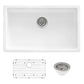 Ruvati Fiamma 30 x 18" White Single Bowl Fireclay Farmhouse Dual Mount Kitchen Sink