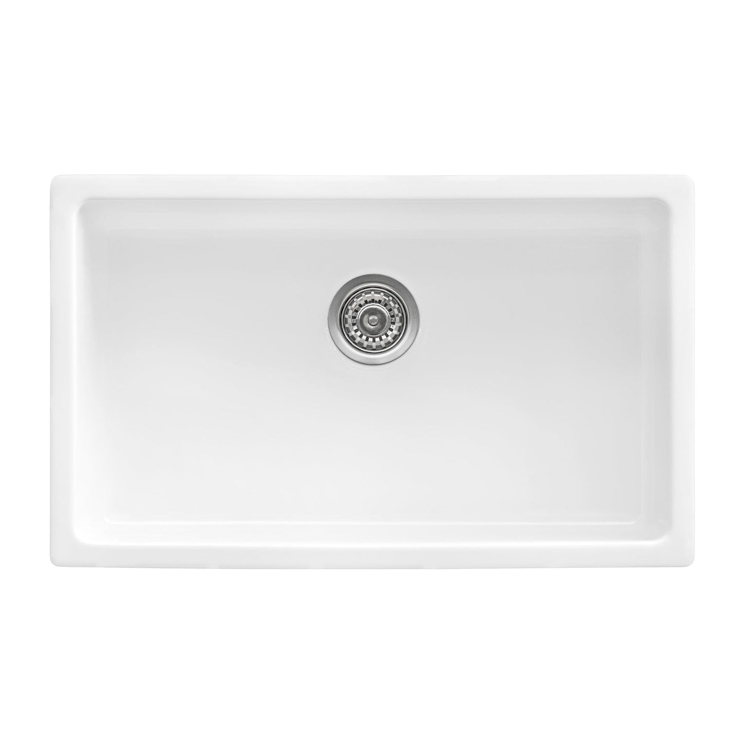 Ruvati Fiamma 30 x 18" White Single Bowl Fireclay Farmhouse Dual Mount Kitchen Sink