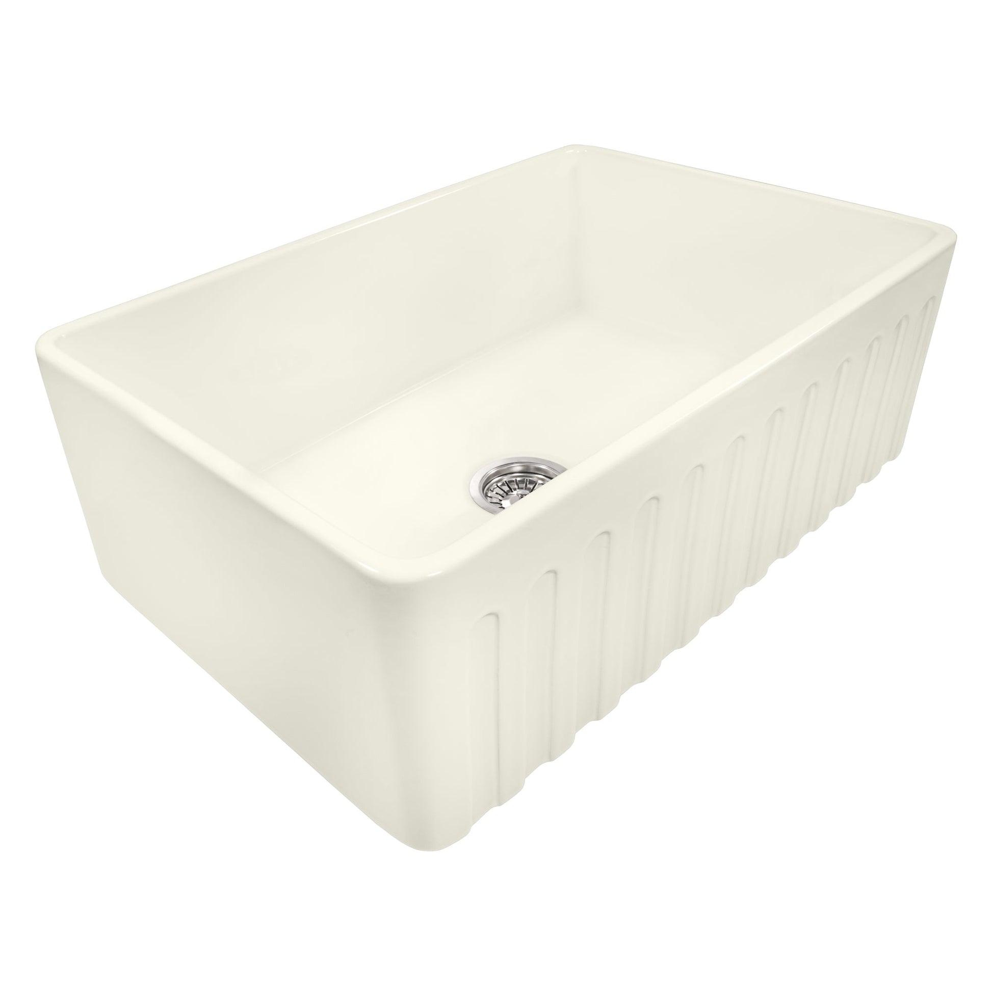 Ruvati Fiamma 30" x 20" Biscuit Single Bowl Fireclay Reversible Farmhouse Apron-Front Kitchen Sink