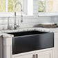 Ruvati Fiamma 30" x 20" Glossy Black Single Bowl Fireclay Reversible Farmhouse Apron-Front Kitchen Sink