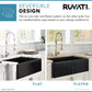 Ruvati Fiamma 30" x 20" Glossy Black Single Bowl Fireclay Reversible Farmhouse Apron-Front Kitchen Sink