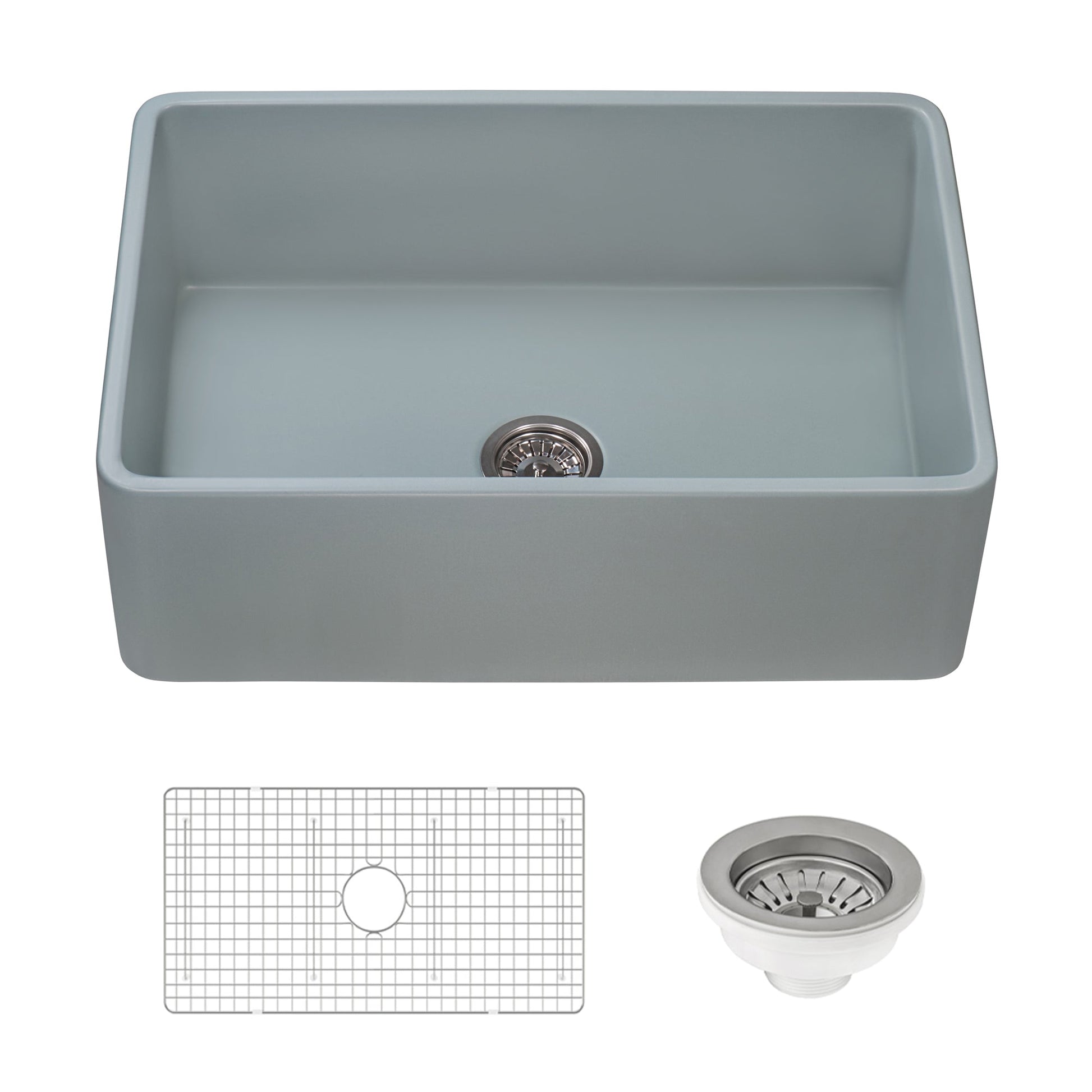 Ruvati Fiamma 30" x 20" Horizon Gray Single Bowl Fireclay Reversible Farmhouse Apron-Front Kitchen Sink