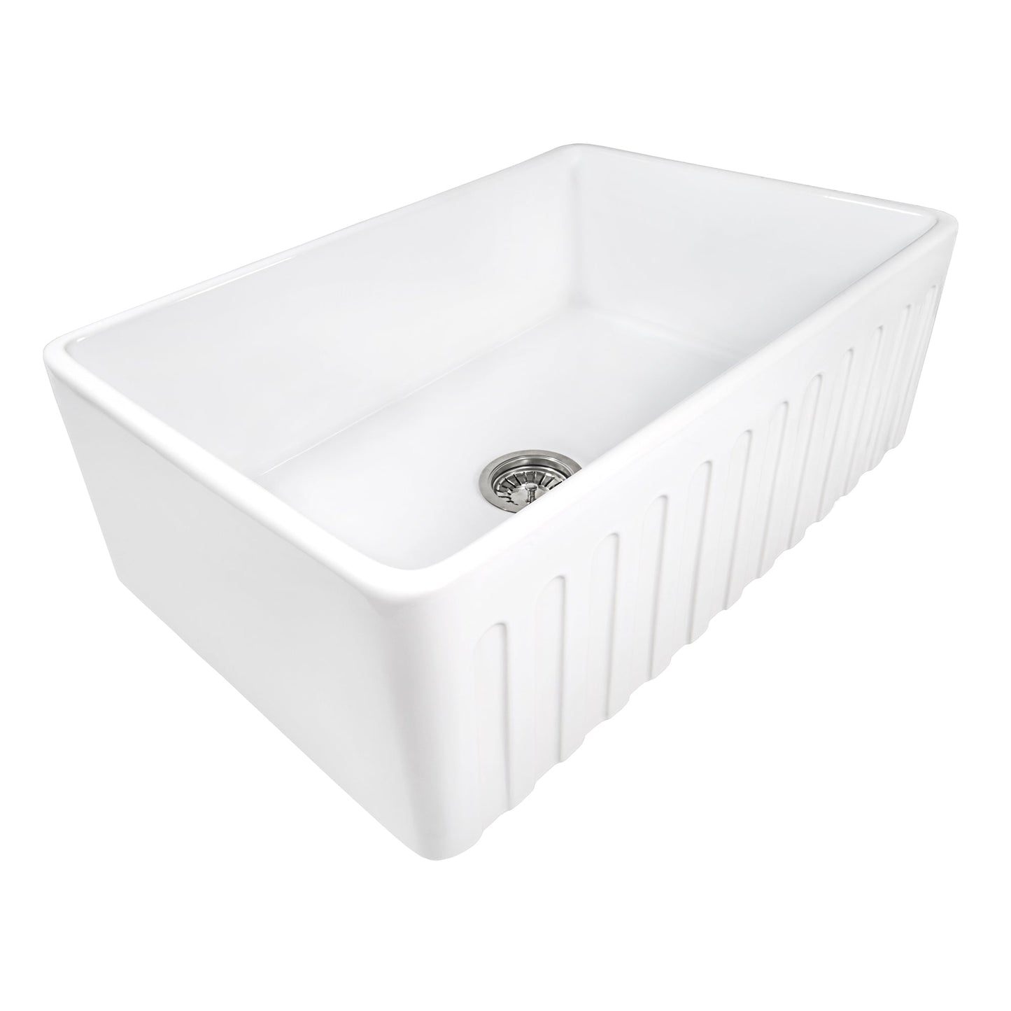 Ruvati Fiamma 30" x 20" White Single Bowl Fireclay Reversible Farmhouse Apron-Front Kitchen Sink