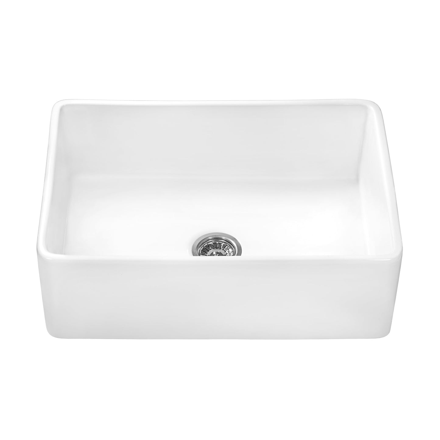 Ruvati Fiamma 30" x 20" White Single Bowl Fireclay Reversible Farmhouse Apron-Front Kitchen Sink