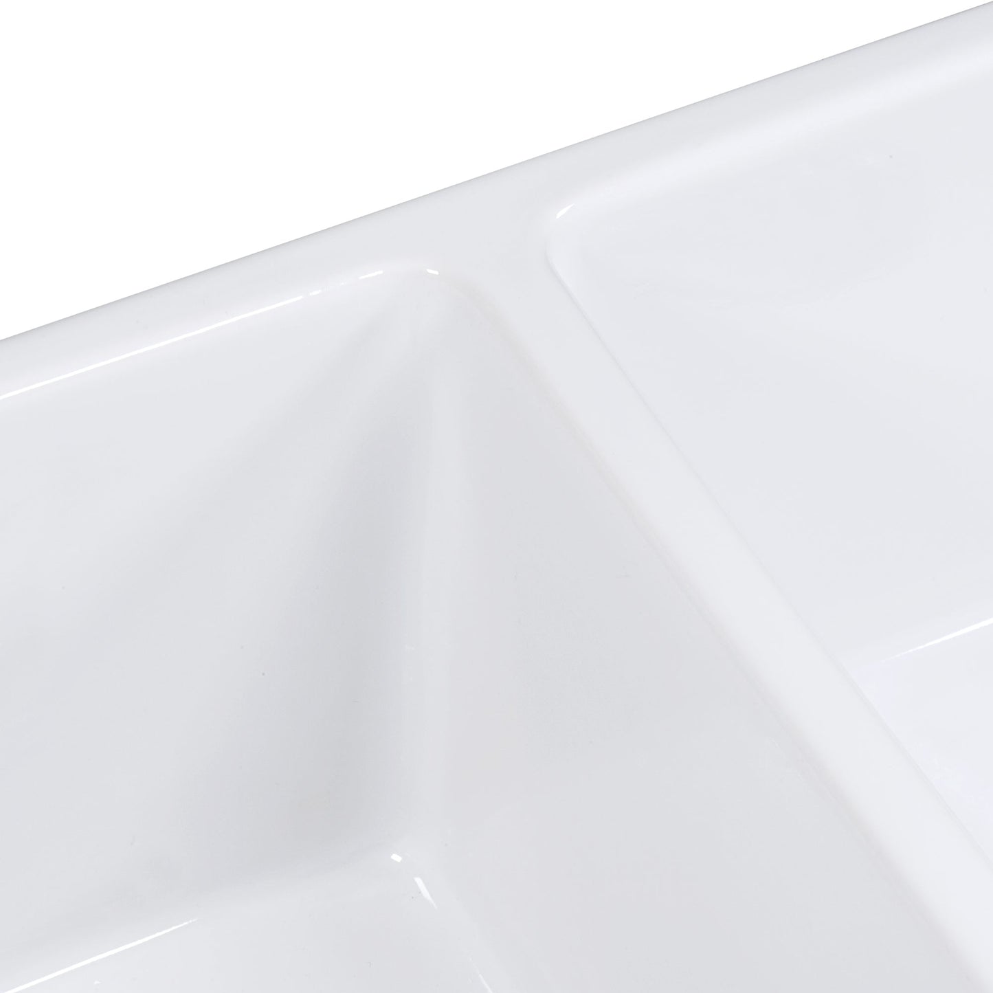 Ruvati Fiamma 33" x 18" White Double Bowl Fireclay Reversible Farmhouse Apron-Front Kitchen Sink