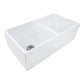 Ruvati Fiamma 33" x 18" White Double Bowl Fireclay Reversible Farmhouse Apron-Front Kitchen Sink