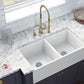 Ruvati Fiamma 33" x 18" White Double Bowl Fireclay Reversible Farmhouse Apron-Front Kitchen Sink