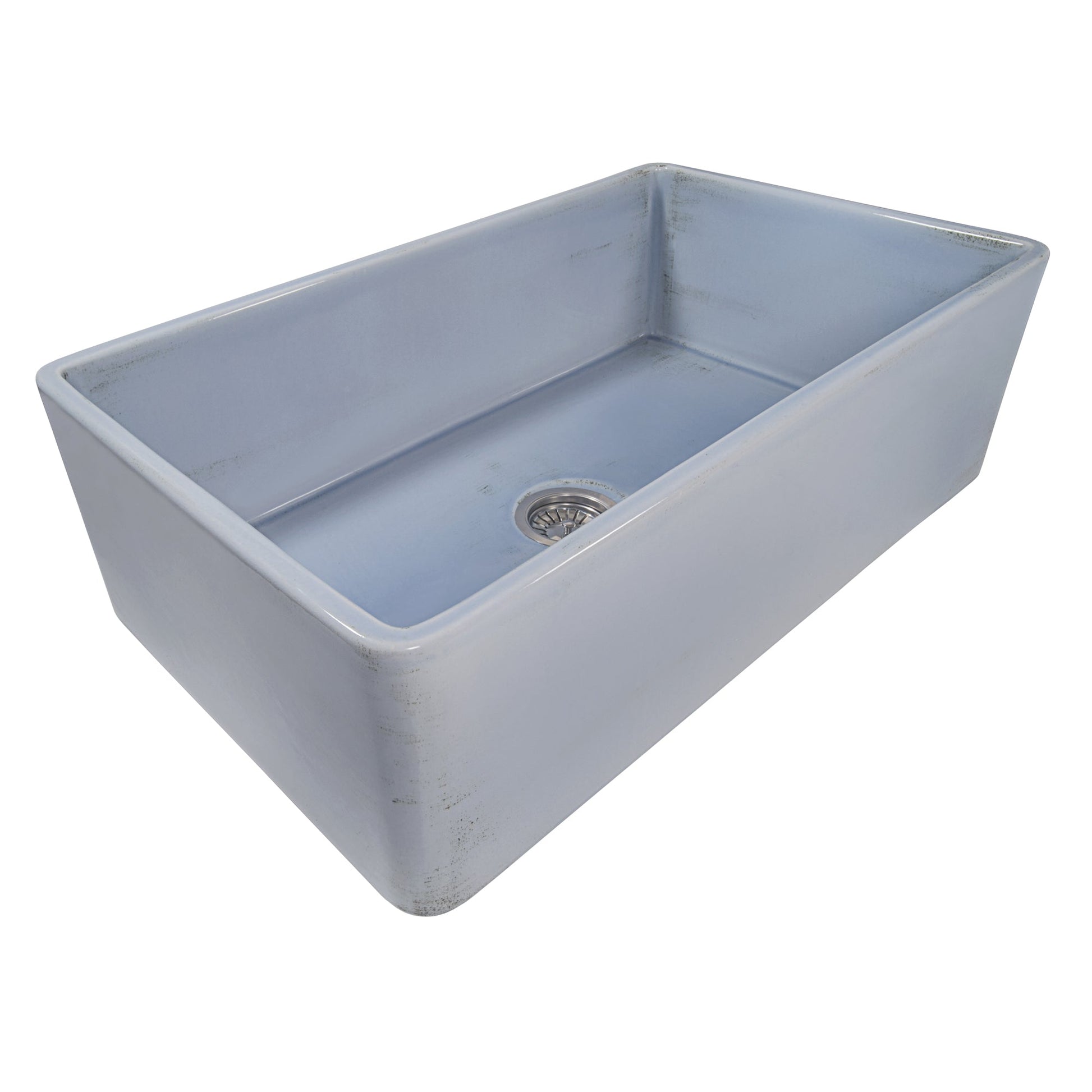 Ruvati Fiamma 33" x 20" Distressed Coastal Blue Single Bowl Fireclay Reversible Farmhouse Apron-Front Kitchen Sink